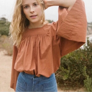 DOEN Capo Wide Sleeve Blouse Terracotta Size XS